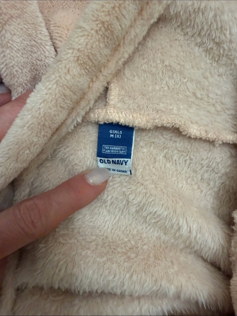 Old Navy Plush Hooded Robe in Pale Pink Cream